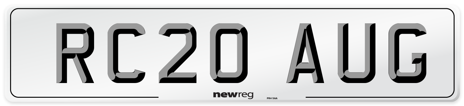 RC20 AUG Number Plate from New Reg